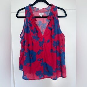 VELVET by Graham & Spencer Alina sleeveless top in red & blue Brielle floral, Lg